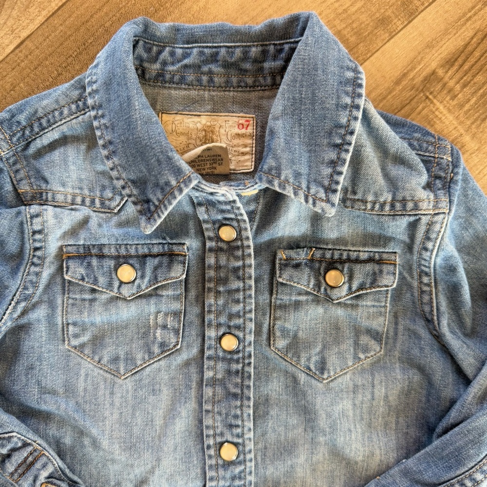 Ralph Lauren Kids Blue Denim snap up shirt size 5 - Picture 2 of 7